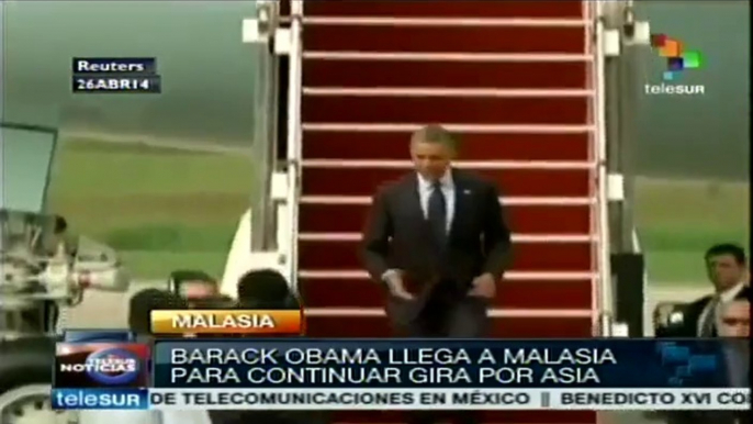 Llega Obama a Malasia tras enfrentar protestas en Filipinas y Japón