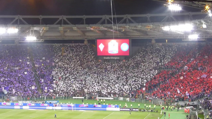 [03-05-2014 FIORENTINA-NAPOLI 1:3] Coreografia Curva Sud tifosi Fiorentina finale TIM Cup LIVE dalla curva ospiti