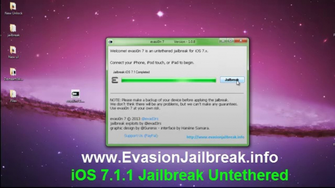 Evasion UNTETHERED iOS 7.1.1 Jailbreak Tool For iPhone 5, iphone 4, iPhone 3GS, iPad3