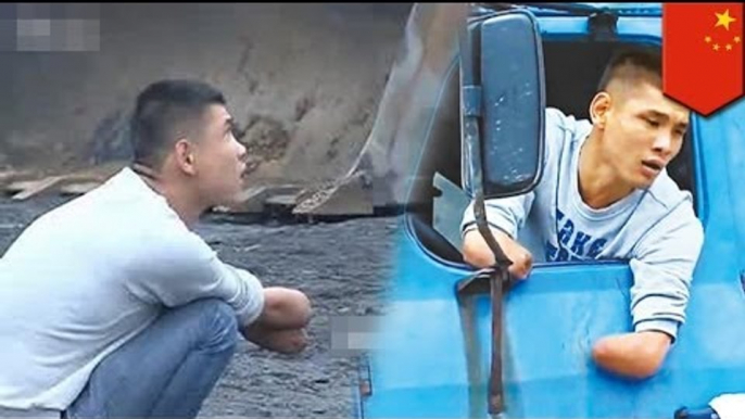 Chinese man with no arms caught driving truck, shocked police