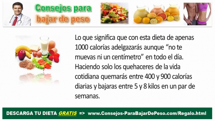 Dieta baja en calorías: Dieta efectiva de 1000 calorías diarias para adelgazar