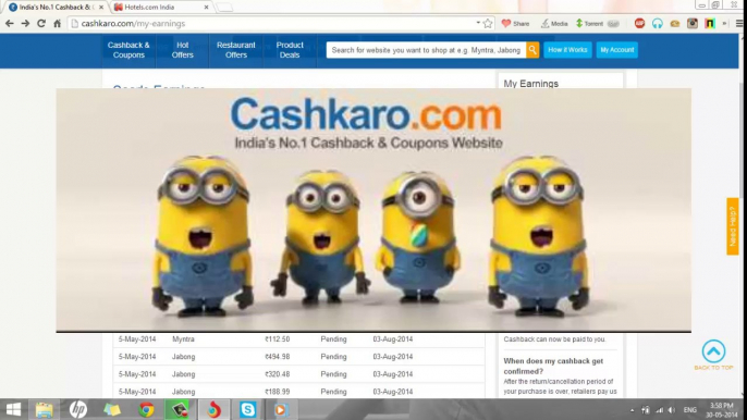 Hotels.com Coupons and never seen Cashback deals via Cashkaro.com