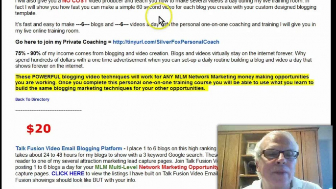 Silver Fox Personal Coaching Training For Your MLM Multi-Level Network Marketing Opportunity Business.