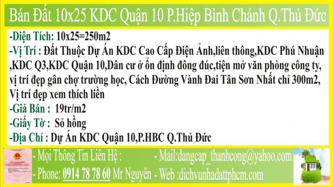 Bán Đất,10x25,KDC Quận 10,Q10, Phường Hiệp Bình Chánh Quận Thủ Đức,PHBC,FHBC,P.HBC,F.HBC,MT,HXH,P.Hiệp Bình Chánh,F.Hiệp Bình Chánh,Q Thủ Đức,