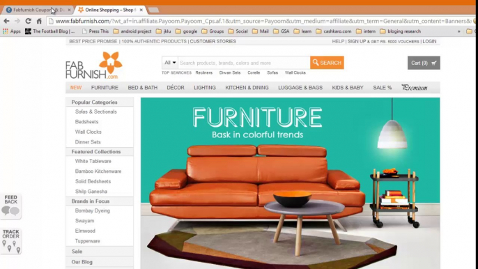 FabFurnish coupons and Offers through Cashkaro.com