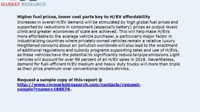 Hybrid and Electric Vehicles Industry to 2018