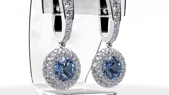 Boucles d'oreilles Aigue-marine Diamant Calypso