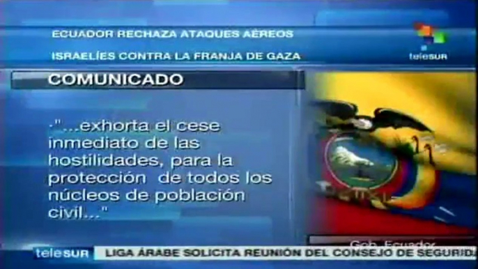 Ecuador condena ataques de Israel contra palestinos en Franja de Gaza