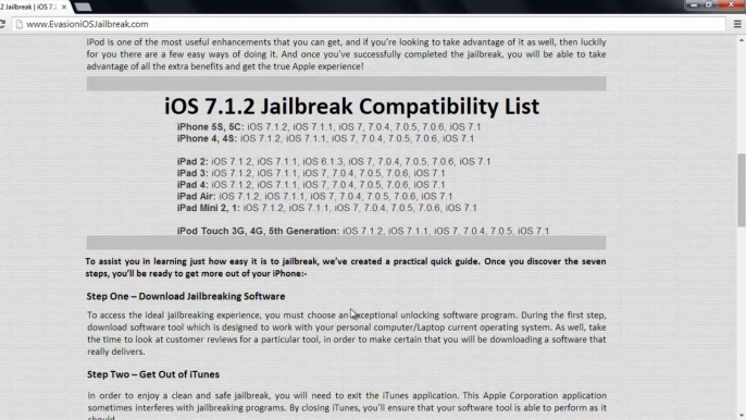 Evasion UNTETHERED ios 7.1.2 Jailbreak Tool For iPhone 5, iphone 4, iPhone 3GS, iPad3