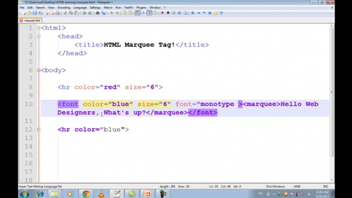 Free Computer Video Tutorials - HTML Tutorials in Urdu _ Hindi part 11 marquee tag