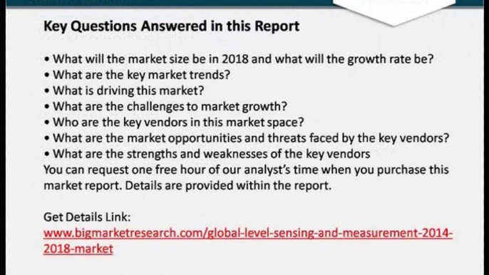 Global Level Sensing and Measurement Market 2014-2018