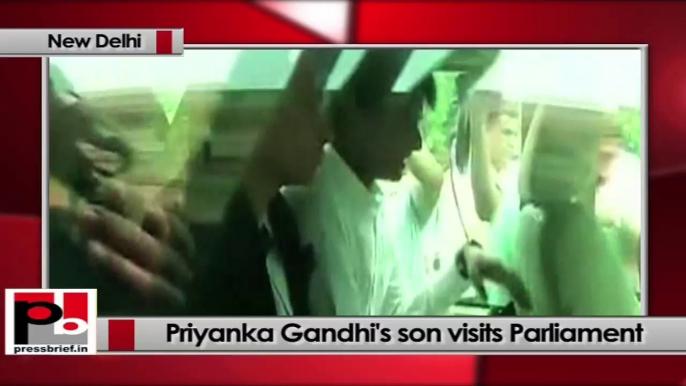 Raihan Vadra, son of Priyanka Gandhi, visits Parliament