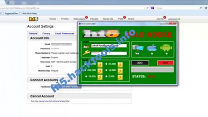 Hi5 Argent Générateur Hi5 Credits Adder August-September 2014 Update