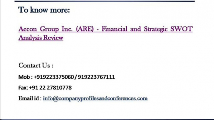 Aecon Group Inc. (ARE) - Financial and Strategic SWOT Analysis R