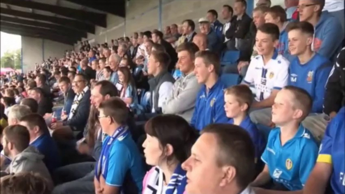 Leeds United fans at Glenavon 30/07/14 #LUFC