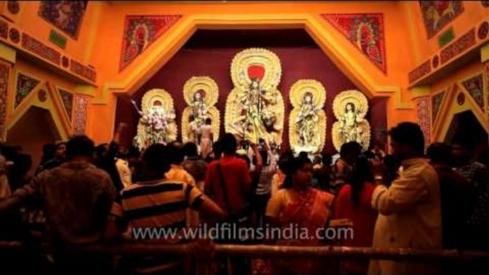 Magnificent clay idols of goddess Durga in Kolkata