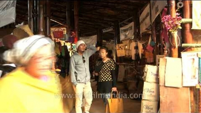 Stalls displaying local items during Hornbill Fest