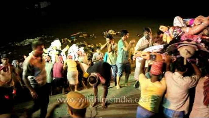 Ganga Ghat Durga idol immersion; Kolkata Durga puja