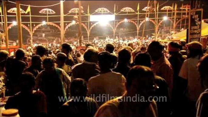 Devotees scattered after Ganga Aarti at Varanasi ghat