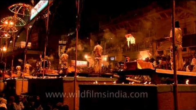 When the ghat light up for Ganga Aarti, Varanasi