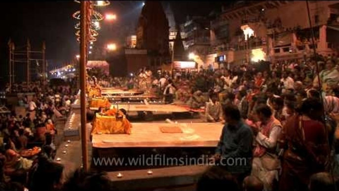 Evening Ganga aarti at Dashashwamedh Ghat in Varanasi