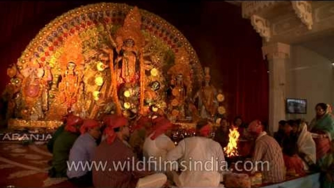 Devotees doing 'Havan' on Durga Puja