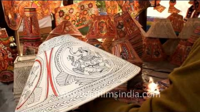 Paper lamps being made at the International Surajkund Crafts Mela