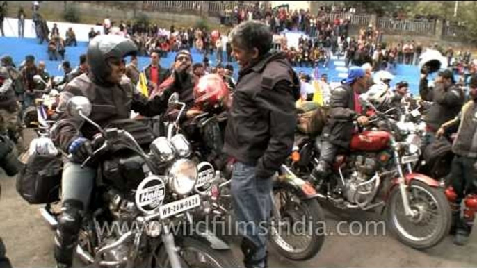 Royal Enfield Bullet riders assembled at Naga Heritage Village amphitheater ground!