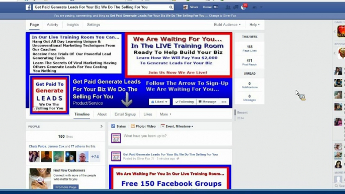 Free 150 Facebook Fan Groups Join Us In The Live Training Room To Pick Up Those FB Groups - Go Ahead Steal This Video