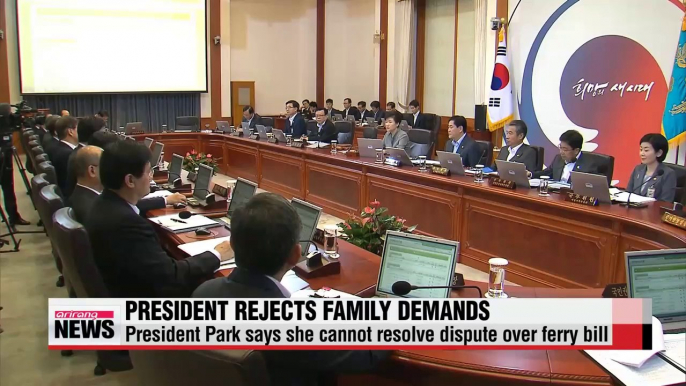 President Park says she can't resolve dispute over ferry probe authority