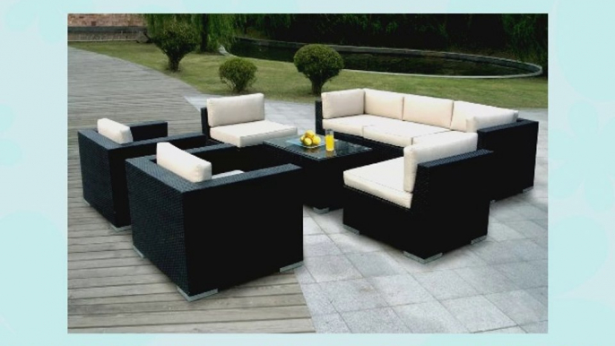 Ohana Outdoor Patio Wicker Furniture 8pcs All Weather Couch sofa Set