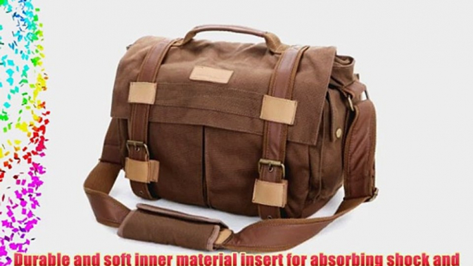 Waterproof Brown High Density Pure Canvas Vintage SLR DSLR Camera Messenger Shoulder Case Bag