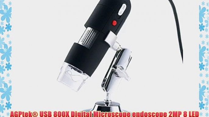 AGPtek? USB 800X Digital Microscope endoscope 2MP 8 LED Compatible with Windows and Mac OS