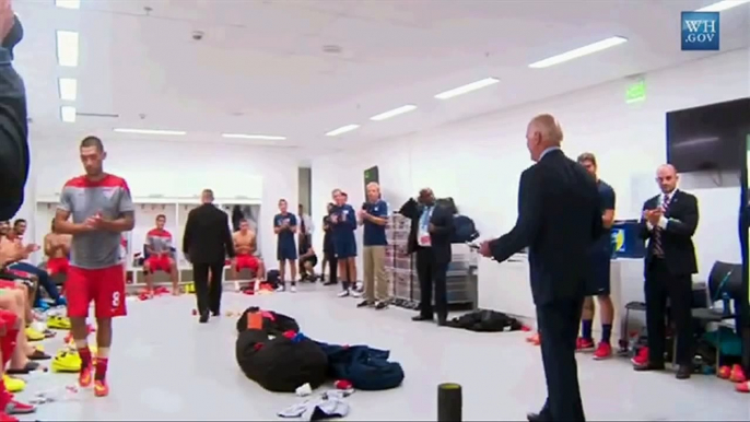 Joe Biden visits U.S Soccer Team's Locker Room in Brazil