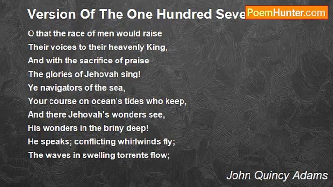 John Quincy Adams - Version Of The One Hundred Seventh Psalm