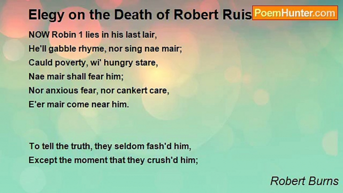 Robert Burns - Elegy on the Death of Robert Ruisseaux