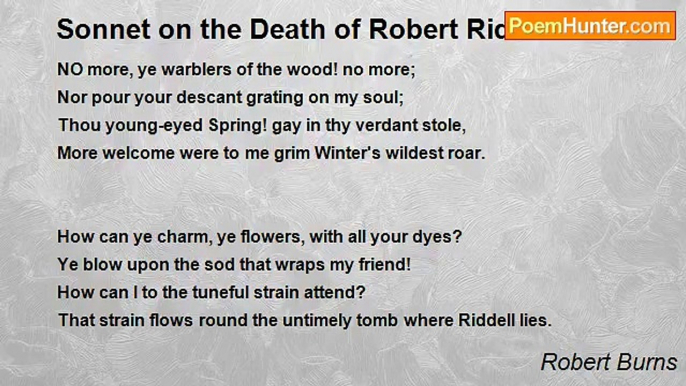 Robert Burns - Sonnet on the Death of Robert Riddell