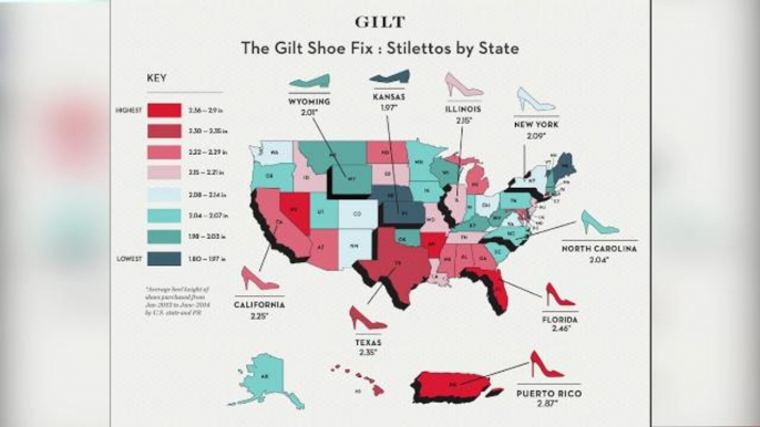 Map Shows Which State Wears the Highest Heels