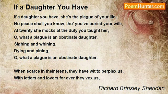 Richard Brinsley Sheridan - If a Daughter You Have