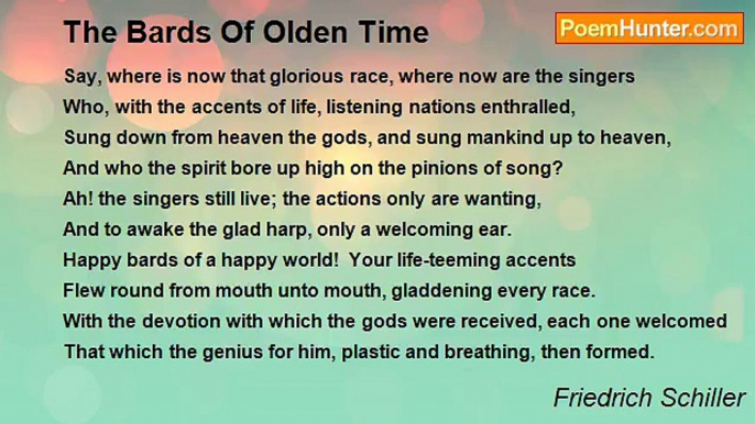 Friedrich Schiller - The Bards Of Olden Time