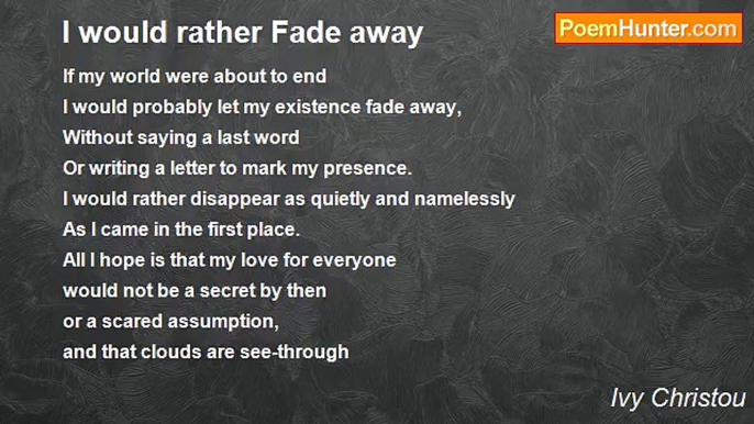 Ivy Christou - I would rather Fade away