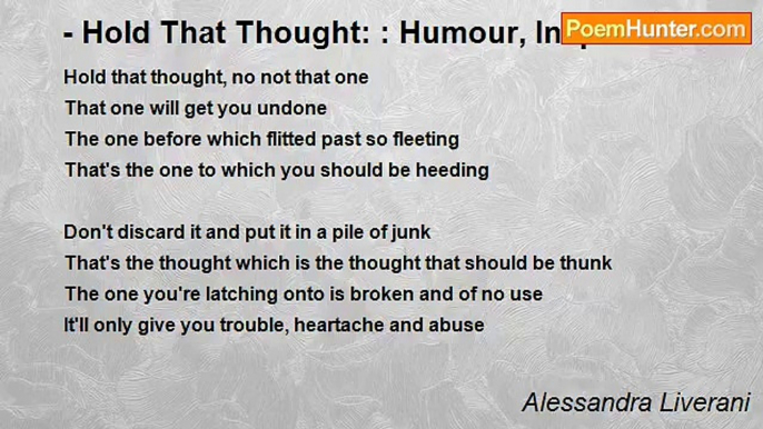 Alessandra Liverani - - Hold That Thought: : Humour, Inspiration