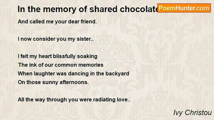 Ivy Christou - In the memory of shared chocolate boxes