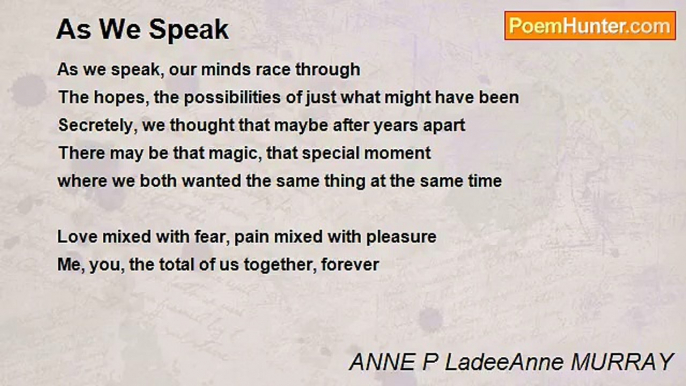 ANNE P LadeeAnne MURRAY - As We Speak