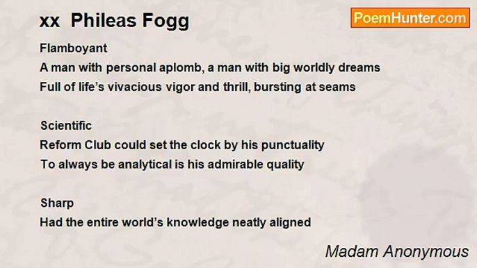 Madam Anonymous - xx  Phileas Fogg