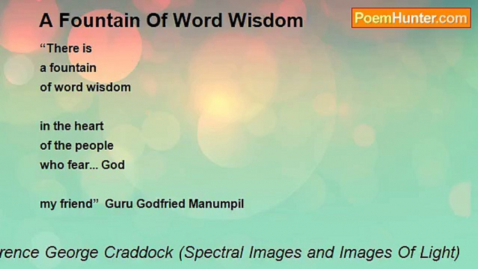 Terence George Craddock (Spectral Images and Images Of Light) - A Fountain Of Word Wisdom