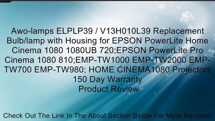 Awo-lamps ELPLP39 / V13H010L39 Replacement Bulb/lamp with Housing for EPSON PowerLite Home Cinema 1080 1080UB 720;EPSON PowerLite Pro Cinema 1080 810;EMP-TW1000 EMP-TW2000 EMP-TW700 EMP-TW980; HOME CINEMA1080 Projectors 150 Day Warranty