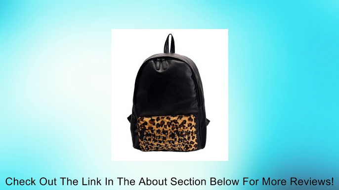 Fashion Black PU Leather Backpack Leopard Stud Book School Handbag Shoulder Bag Review