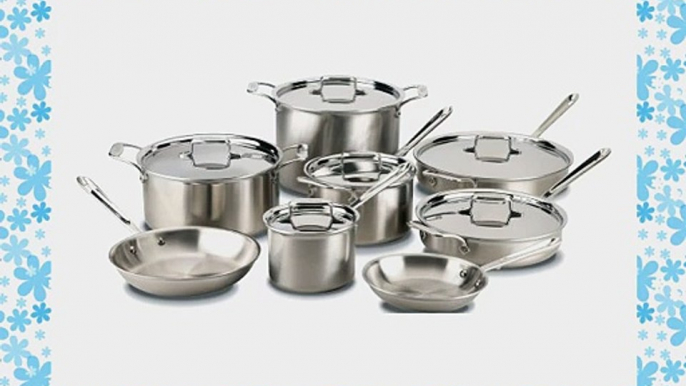 AllClad BD005714 Brushed d5 Stainless Steel 5Ply Bonded Dishwasher Safe 14Piece Cookware Set Silver