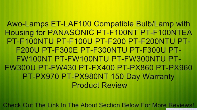 Awo-Lamps ET-LAF100 Compatible Bulb/Lamp with Housing for PANASONIC PT-F100NT PT-F100NTEA PT-F100NTU PT-F100U PT-F200 PT-F200NTU PT-F200U PT-F300E PT-F300NTU PT-F300U PT-FW100NT PT-FW100NTU PT-FW300NTU PT-FW300U PT-FW430 PT-FX400 PT-PX860 PT-PX960 PT-PX97